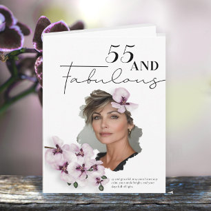 55 & Fabulous Orchide Foto Verjaardagskaart Kaart