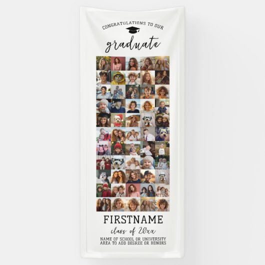 55 Foto Collage Afstuderen Modern Minimaal Wit Spandoek (Verticaal)