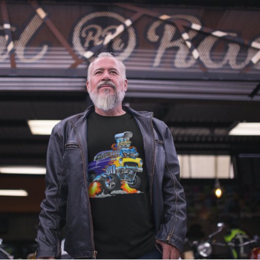 55 Funny Car Flaming Drag Track Beast Long hoeve T-shirt