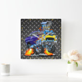 55 Funny Car Metal Diamond Checker Bord Vierkante Klok (Huis)