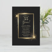 55 jaar Black Gold verjaardagsfeestje Kaart (Staand voorkant)