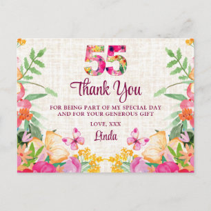 55 Jaar Bloemen Bloemlinnen 55ste Verjaardag Bedan Briefkaart