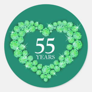 55 jaar Emerald Anniversary Heart sticker