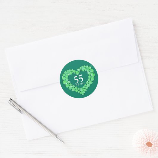 55 jaar Emerald Anniversary Heart sticker (Envelop)