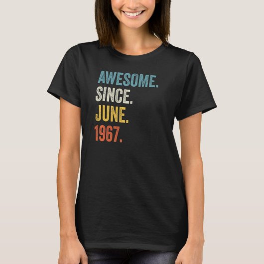 55 jaar Geweldige sinds juni 1967 55e verjaardag T-shirt (Voorkant)
