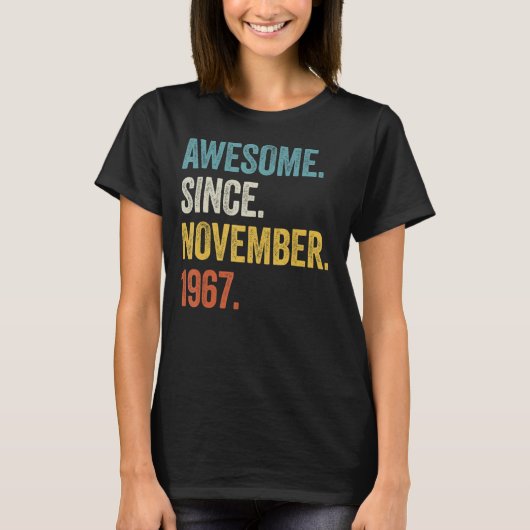55 jaar Geweldige sinds november 1967 55e geboorte T-shirt (Voorkant)
