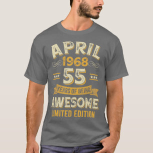 55 jaar Geweldige Vintage april 1968 55e verjaarda T-shirt
