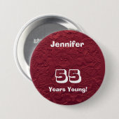 55 jaar jonge rode poppen Button Birthday Gift (Voorkant /achterkant)