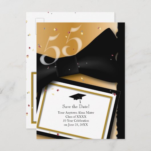  55 jaar klasse reünie Save the Date Aankondigingskaart (Voorkant / Achterkant)