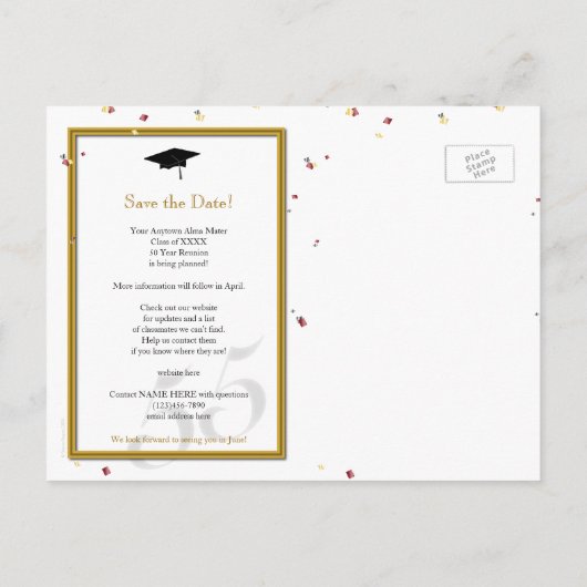  55 jaar klasse reünie Save the Date Aankondigingskaart (Achterkant)