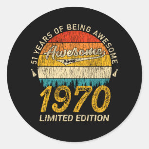 55 jaar oud 1970 Retro Geweldige 55ste verjaardags Ronde Sticker