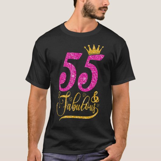 55 jaar oud 55 jaar en 55 jaar oud, koningin t-shirt (Voorkant)