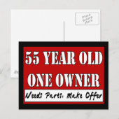 55 jaar oud, één eigenaar - heeft onderdelen nodig briefkaart (Voorkant / Achterkant)