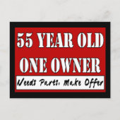 55 jaar oud, één eigenaar - heeft onderdelen nodig briefkaart (Voorkant)
