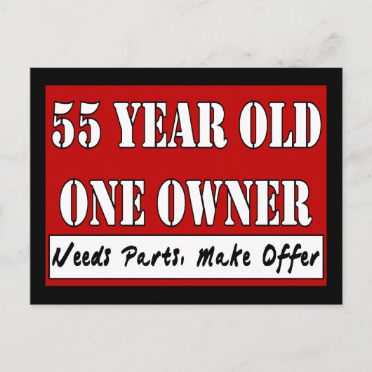 55 jaar oud, één eigenaar - heeft onderdelen nodig briefkaart (Voorkant)