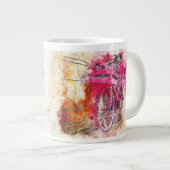 55 jaar oud verjaardagsfeestje Waterverf Splash Grote Koffiekop (Voorkant rechts)