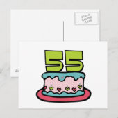 55 jaar oude Birthday Cake Briefkaart (Voorkant / Achterkant)