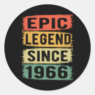 55 jaar oude dag 1966 epic Legend 56th Birthday Ronde Sticker