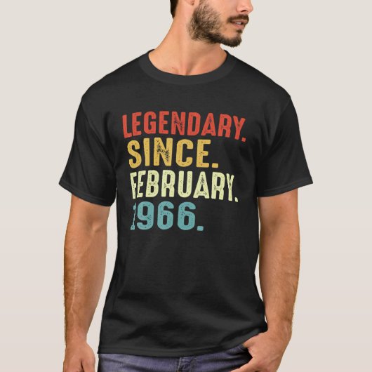 55 jaar oude geboorte Gift Legendary sinds februar T-shirt (Voorkant)