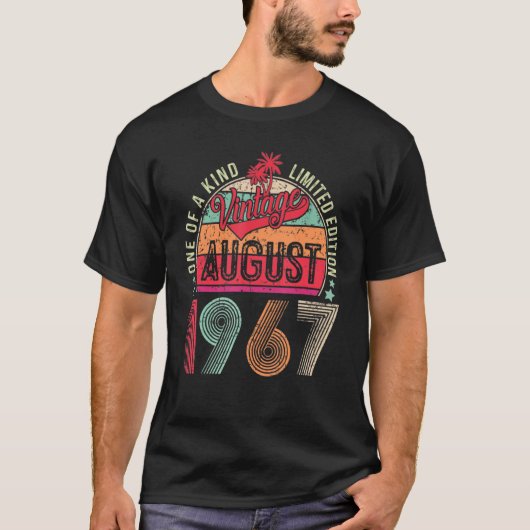 55 jaar Oude Mannen van augustus 1967 55e verjaar T-shirt (Voorkant)