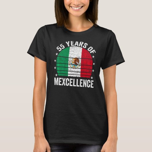55 jaar oude Mexicaan 55e verjaardag pun vin T-shirt (Voorkant)