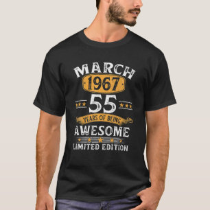 55 jaar oude Retro 1967 maart 1967 55Th Bi T-shirt