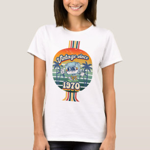55 jaar oude Vintage 1970 Cassettebandje Retro T-shirt