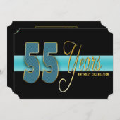 55 JAAR TWEEDE PARTIJENINVITATIE AQUA/ZWARTE ACK KAART (Voorkant / Achterkant)