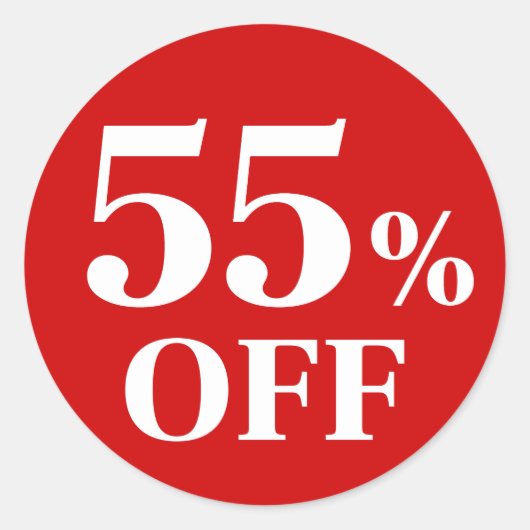 55% KORTE Rood Achtergrond Klassieke Sticker (Voorkant)