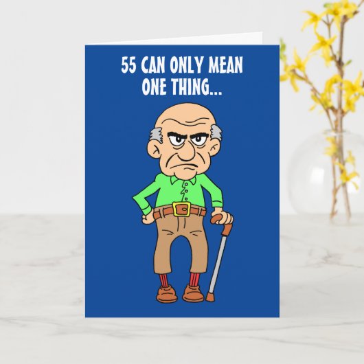 55 Officieel Grumpy Old Man 50ste Verjaardag Kaart (Gele Bloem)