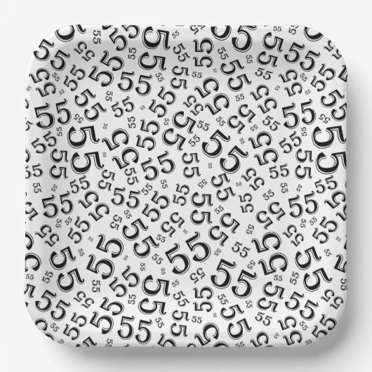  55’th Black/White  Random Number Pattern  Papieren Bordje (Voorkant)