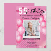 55 y Fabulosa Roze Foto Spaans 55ste Verjaardag Kaart (Voorkant / Achterkant)