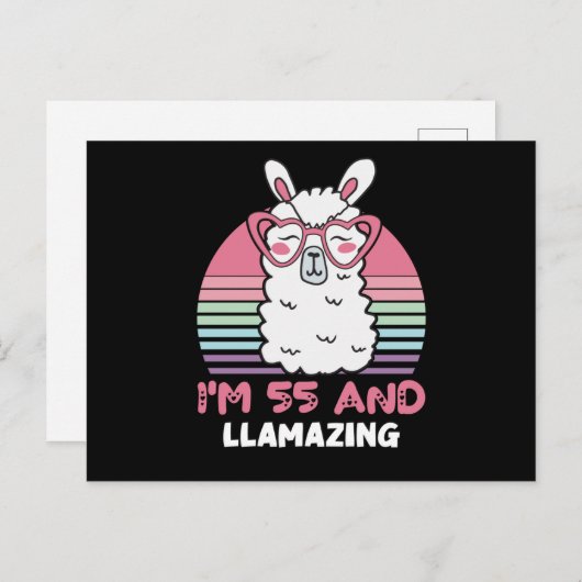 55 Year Old Bday Llamazing 55th Birthday Llama Briefkaart (Voorkant / Achterkant)