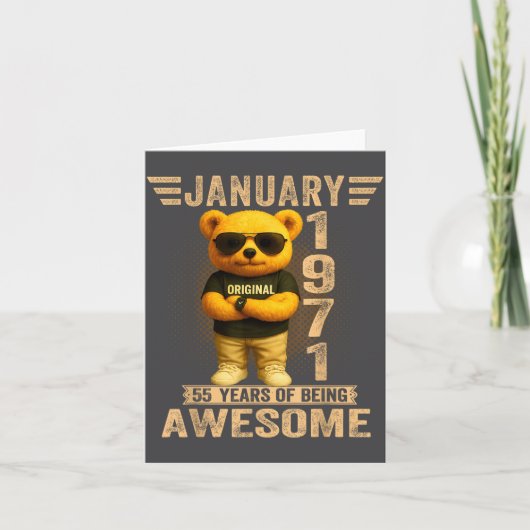 55 Year Old January 1971 Teddy Bear 55th Birthday  Kaart (Voorkant)