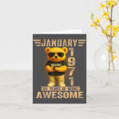 55 Year Old January 1971 Teddy Bear 55th Birthday  Kaart (Gele Bloem)