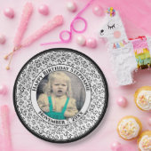 55 Your Photo Random Number Pattern Black/White Papieren Bordje (Feest)