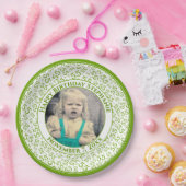 55 Your Photo Random Number Pattern Green/White Papieren Bordje (Feest)