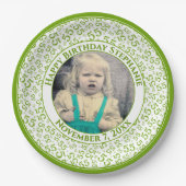 55 Your Photo Random Number Pattern Green/White Papieren Bordje (Voorkant)