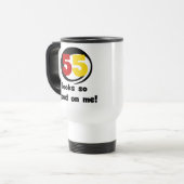 55 ziet er zo goed uit voor mij T-shirts en cadeau Reisbeker (Voorkant links)