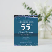 55e Alumni High School Reünie Blauwe Aankondiging (Staand voorkant)