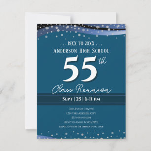 55e Alumni High School Reünie Blauwe Aankondiging