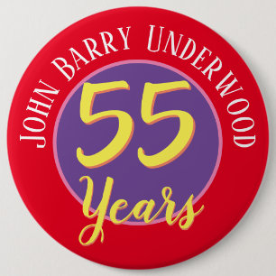 55e Birthday-badge aan Personaliseren. Ronde Button 6,0 Cm