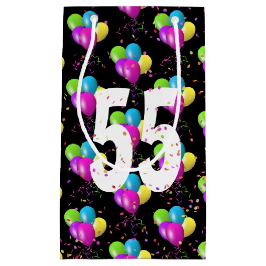 55e Birthday-ballonnen en Confetti Small Gift Bag Klein Cadeauzakje (Voorkant)