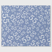 55e Birthday Blue/White Random Number Pattern 55 Cadeaupapier (Vlak)