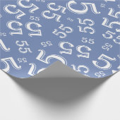 55e Birthday Blue/White Random Number Pattern 55 Cadeaupapier (Hoek)