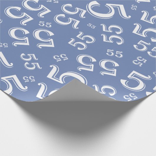 55e Birthday Blue/White Random Number Pattern 55 Cadeaupapier (Hoek)
