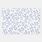 55e Birthday Blue/White Random Number Pattern 55 Inpakpapier Vel (Voorkant 3)