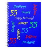 55e Birthday Party Blue Guest Book, Names, Spiral Notitieboek (Voorkant)