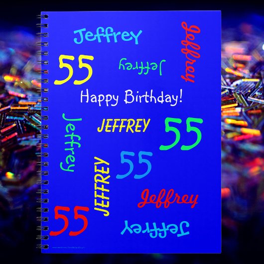 55e Birthday Party Blue Guest Book, Names, Spiral Notitieboek