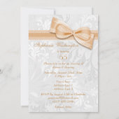 55e Birthday Party Damask en Faux Bow Kaart (Achterkant)